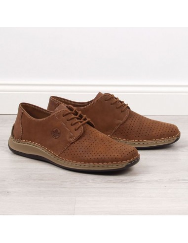 Openwork leather shoes Rieker M RKR528 brown