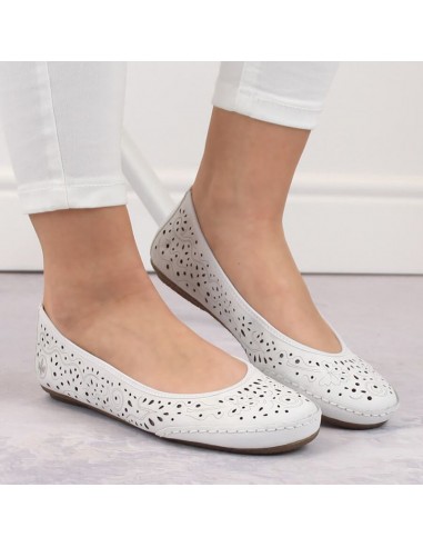 Leather comfortable openwork shoes Rieker W RKR649 white