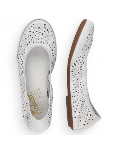 Leather comfortable openwork shoes Rieker W RKR649 white