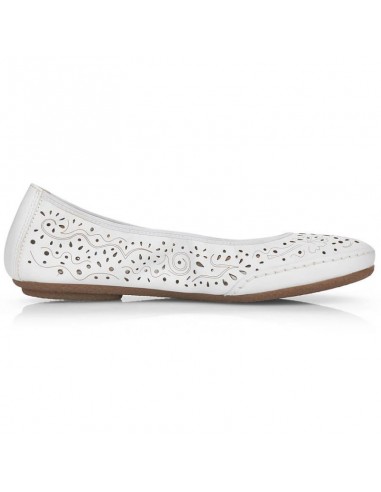 Leather comfortable openwork shoes Rieker W RKR649 white