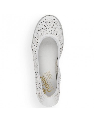 Leather comfortable openwork shoes Rieker W RKR649 white