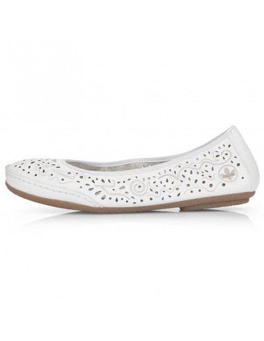 Leather comfortable openwork shoes Rieker W RKR649 white