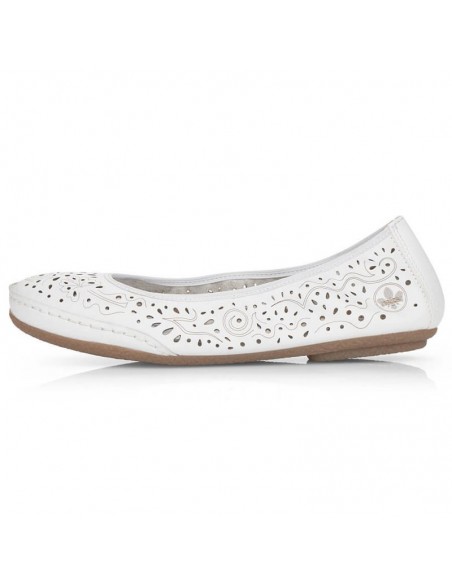 Leather comfortable openwork shoes Rieker W RKR649 white