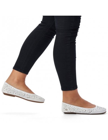Leather comfortable openwork shoes Rieker W RKR649 white