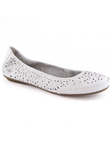 Leather comfortable openwork shoes Rieker W RKR649 white