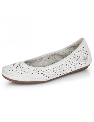 Leather comfortable openwork shoes Rieker W RKR649 white