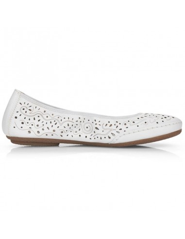 Leather comfortable openwork shoes Rieker W RKR649 white