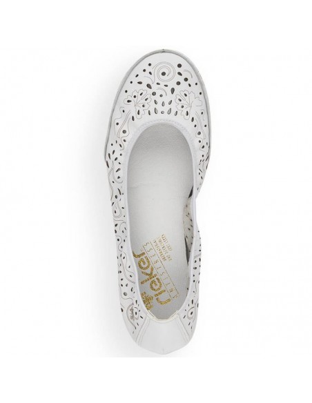 Leather comfortable openwork shoes Rieker W RKR649 white