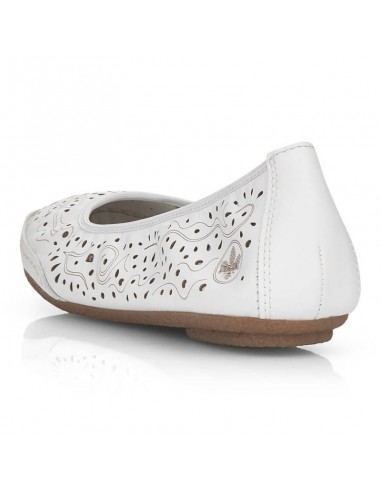 Leather comfortable openwork shoes Rieker W RKR649 white