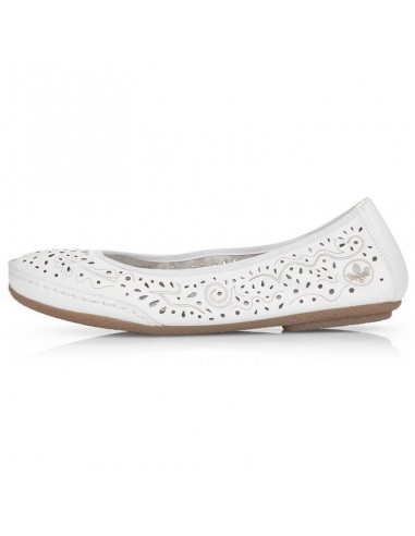 Leather comfortable openwork shoes Rieker W RKR649 white