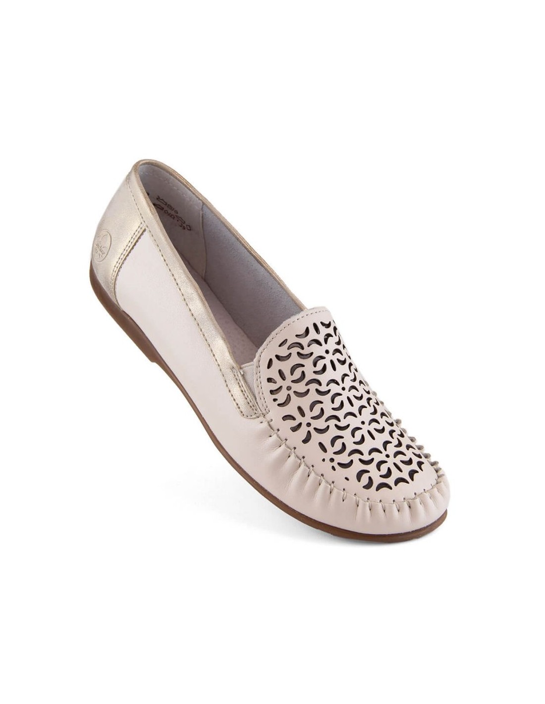 Leather comfortable openwork shoes Rieker W RKR658 beige