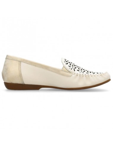 Leather comfortable openwork shoes Rieker W RKR658 beige