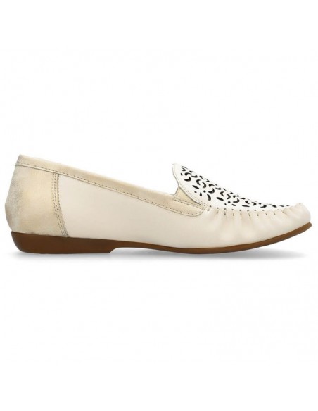 Leather comfortable openwork shoes Rieker W RKR658 beige