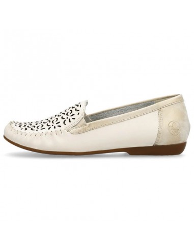 Leather comfortable openwork shoes Rieker W RKR658 beige