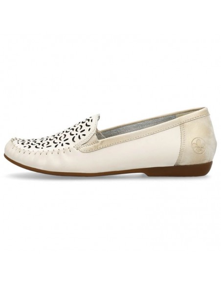 Leather comfortable openwork shoes Rieker W RKR658 beige