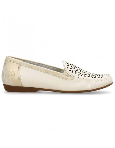 Leather comfortable openwork shoes Rieker W RKR658 beige