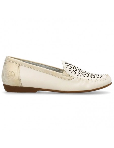 Leather comfortable openwork shoes Rieker W RKR658 beige