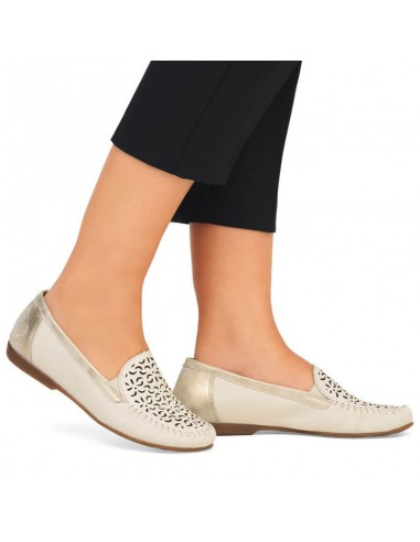 Leather comfortable openwork shoes Rieker W RKR658 beige