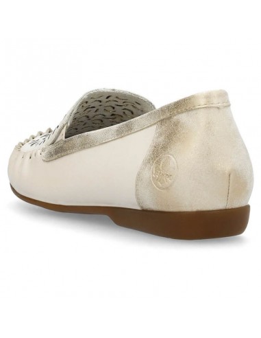 Leather comfortable openwork shoes Rieker W RKR658 beige