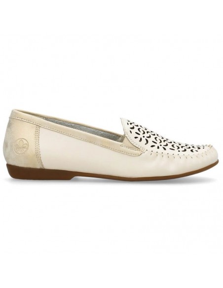 Leather comfortable openwork shoes Rieker W RKR658 beige
