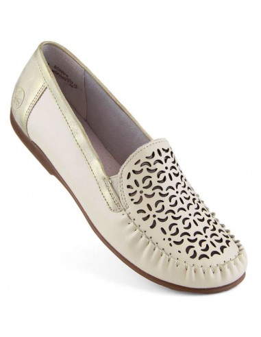 Leather comfortable openwork shoes Rieker W RKR658 beige