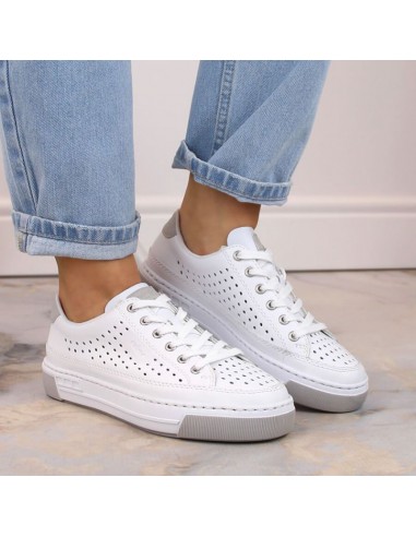Rieker W RKR642 white openwork leather shoes