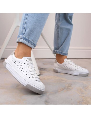 Rieker W RKR642 white openwork leather shoes