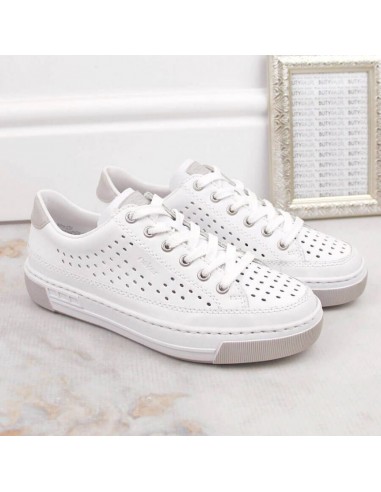 Rieker W RKR642 white openwork leather shoes