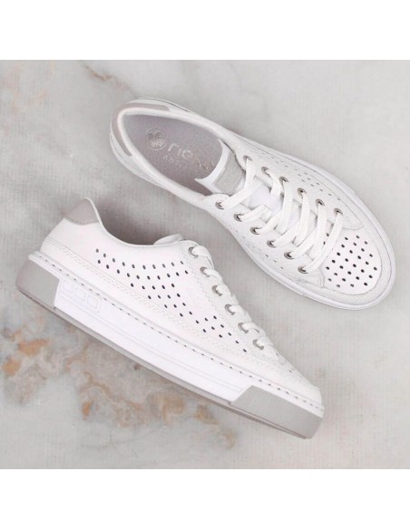 Rieker W RKR642 white openwork leather shoes