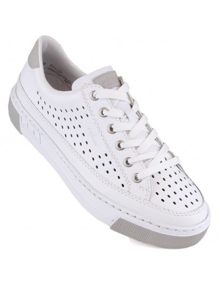 Rieker W RKR642 white openwork leather shoes