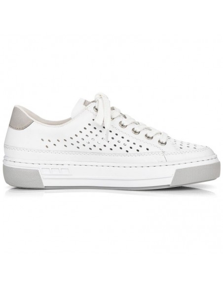 Rieker W RKR642 white openwork leather shoes