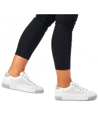 Rieker W RKR642 white openwork leather shoes