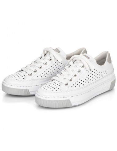 Rieker W RKR642 white openwork leather shoes