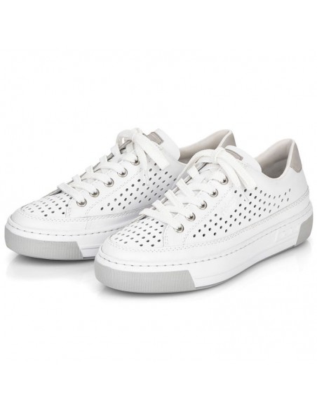 Rieker W RKR642 white openwork leather shoes