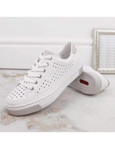 Rieker W RKR642 white openwork leather shoes