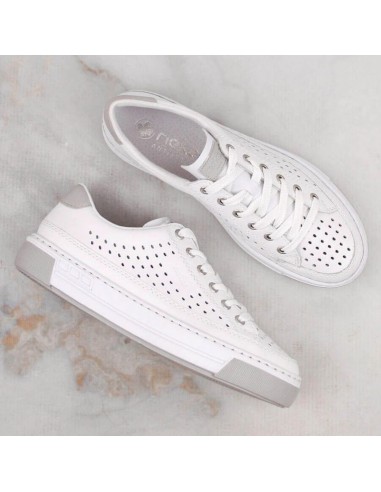 Rieker W RKR642 white openwork leather shoes