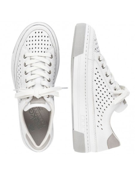 Rieker W RKR642 white openwork leather shoes