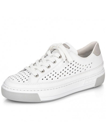 Rieker W RKR642 white openwork leather shoes