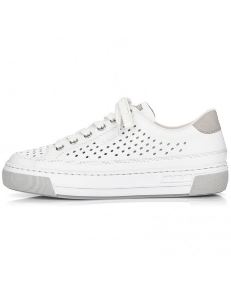 Rieker W RKR642 white openwork leather shoes