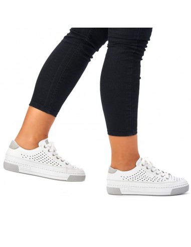Rieker W RKR642 white openwork leather shoes