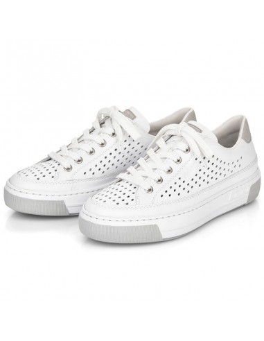 Rieker W RKR642 white openwork leather shoes