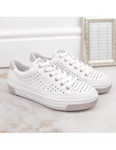 Rieker W RKR642 white openwork leather shoes