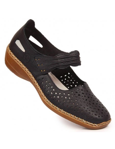 Rieker W RKR139 leather shoes navy blue