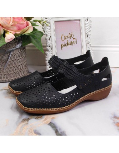 Rieker W RKR139 leather shoes navy blue