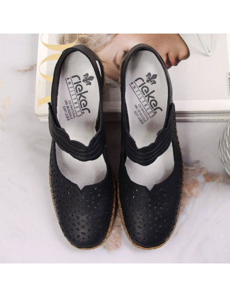 Rieker W RKR139 leather shoes navy blue