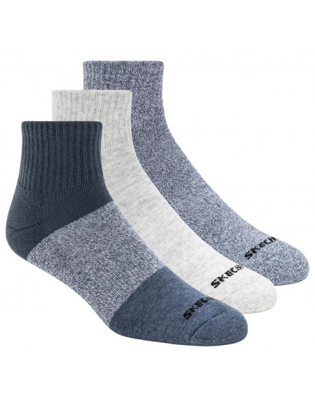 Skechers 3pk Mens Qtr Colorbloc Socks S118998BLU