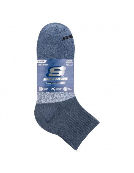 Skechers 3pk Mens Qtr Colorbloc Socks S118998BLU