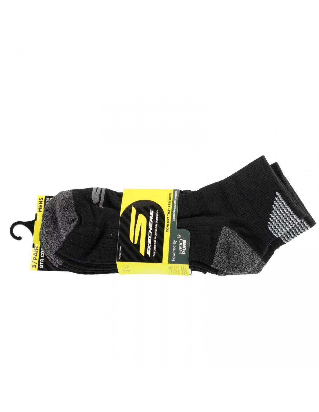 Skechers 3pk Mens 12 Terry Qtr Crew Socks S114662HBLK