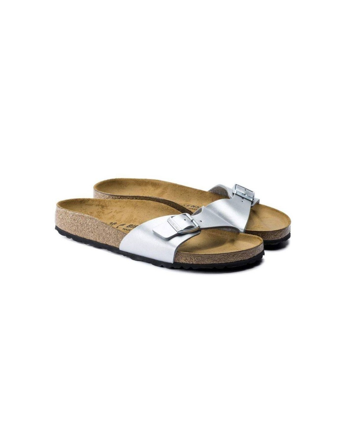 Birkenstock Madrid BirkoFlor Silver Women's Slides Regular Wide 0040411