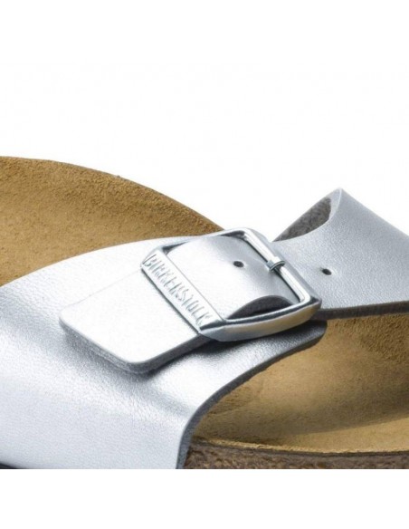 Birkenstock Madrid BirkoFlor Silver Women's Slides Regular Wide 0040411